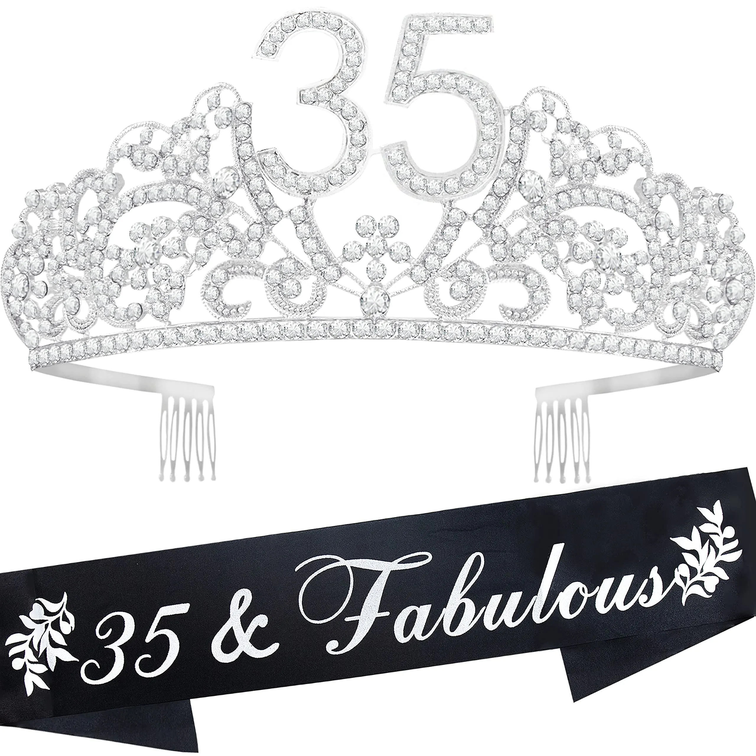 35th Birthday Gifts for Womens, 35th Birthday Tiara and Sash, 35th Birthday Decorations