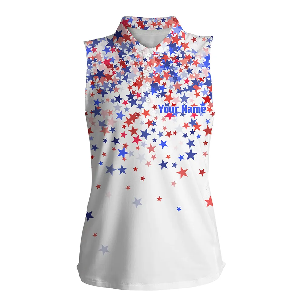 3D American Stars Women Golf Polo Shirt Custom Patriotic Golf Shirts For Women Golfing Gifts