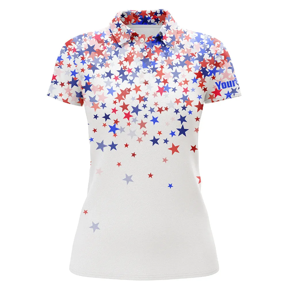 3D American Stars Women Golf Polo Shirt Custom Patriotic Golf Shirts For Women Golfing Gifts