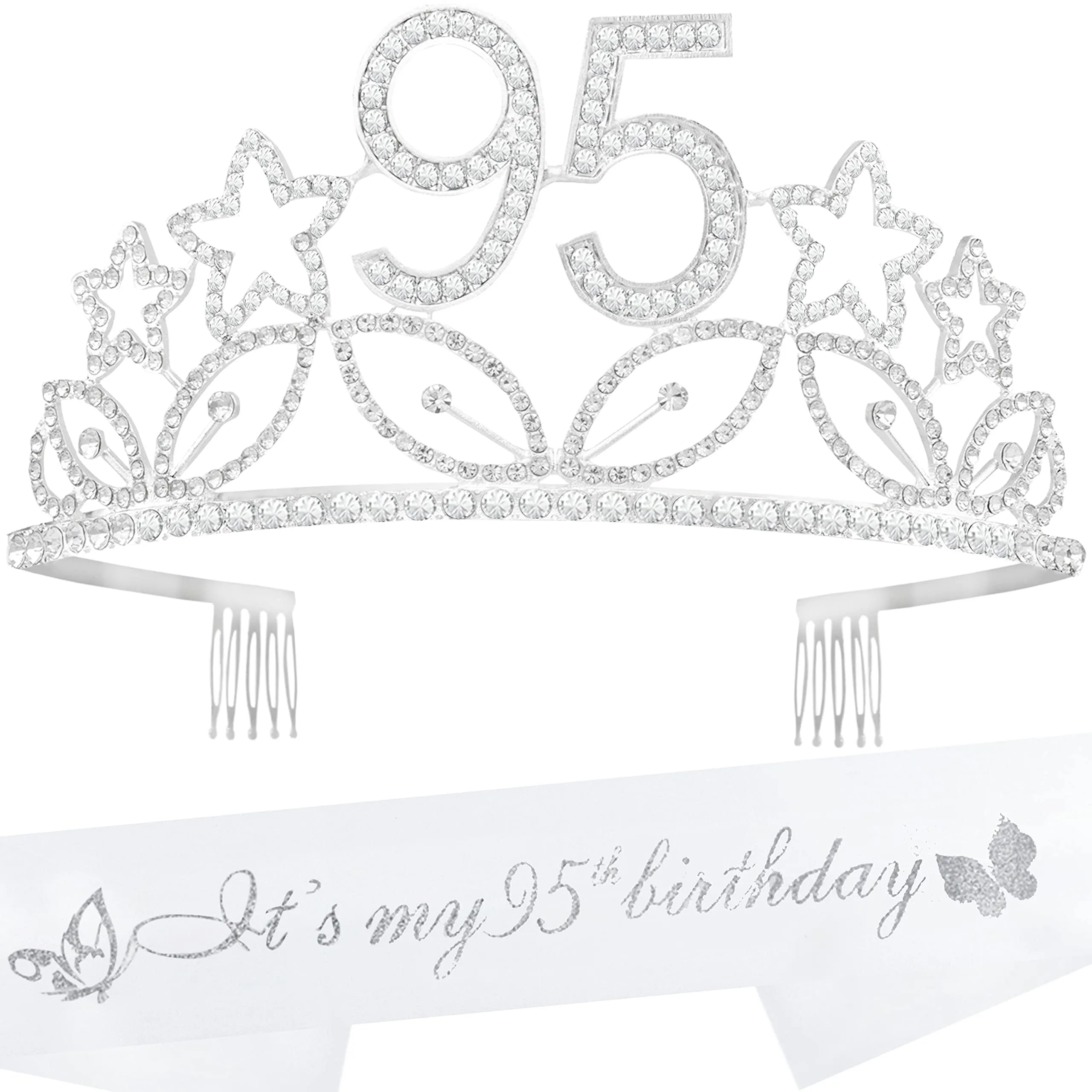 95th Birthday Gifts for Women, 95th Birthday Crown and Sash for Women, 95th Birthday