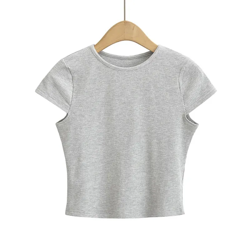 Advbridge Women Cap Sleeve Crop T-shirt In Rib 10 Colours