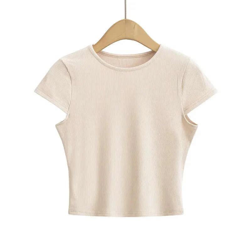 Advbridge Women Cap Sleeve Crop T-shirt In Rib 10 Colours