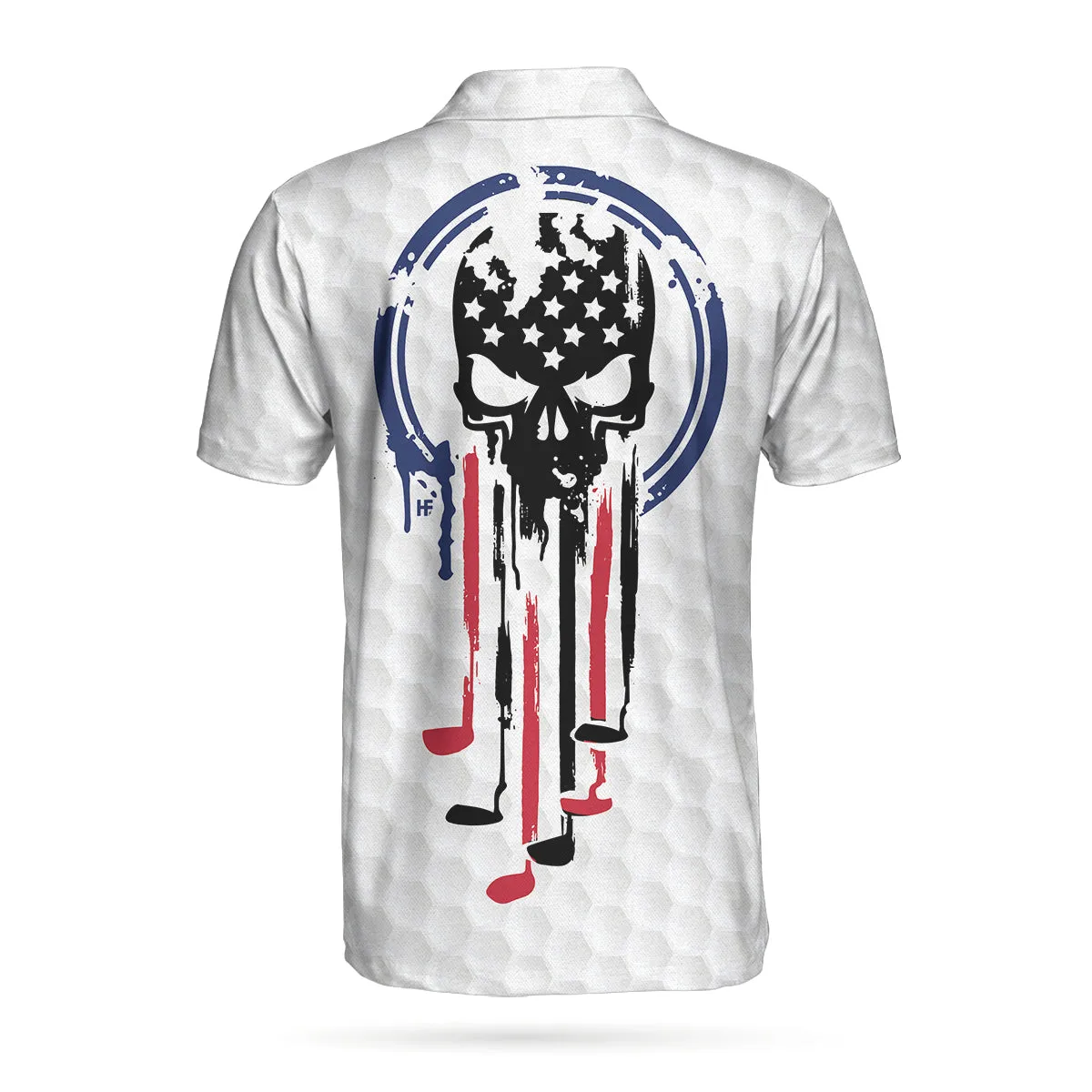 American Skull Golf Clubs Set Short Sleeve White Golf Polo Shirt, Wet Paint American Flag Polo Shirt, Best Golf Shirt For Men Coolspod