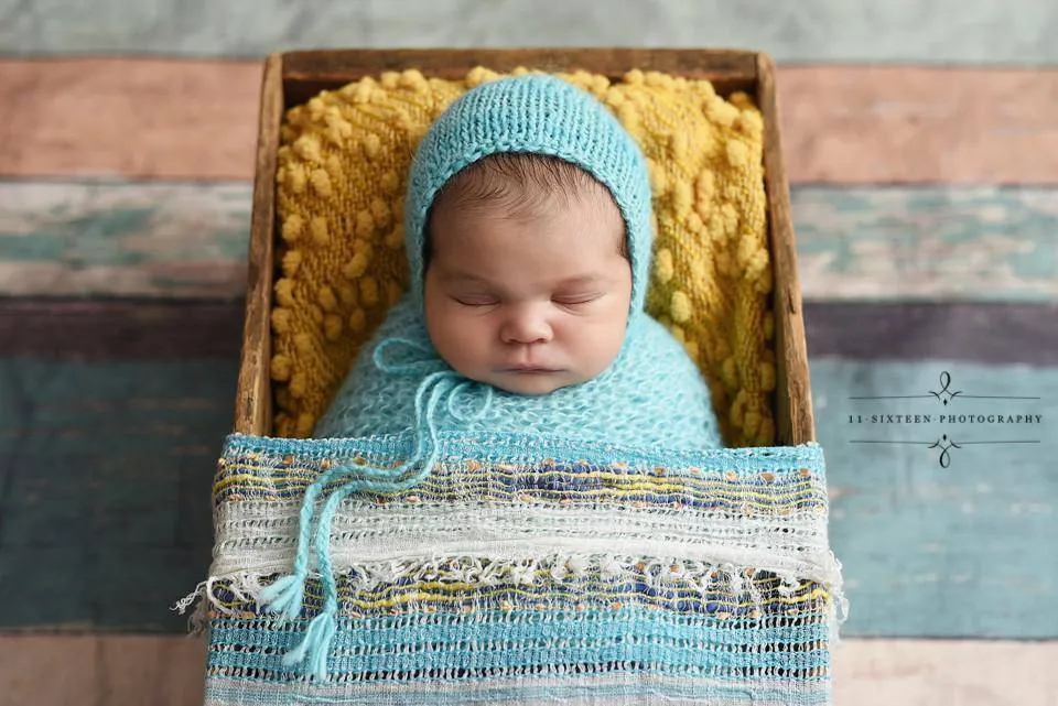 Baby Blue Mohair Knit Newborn Wrap