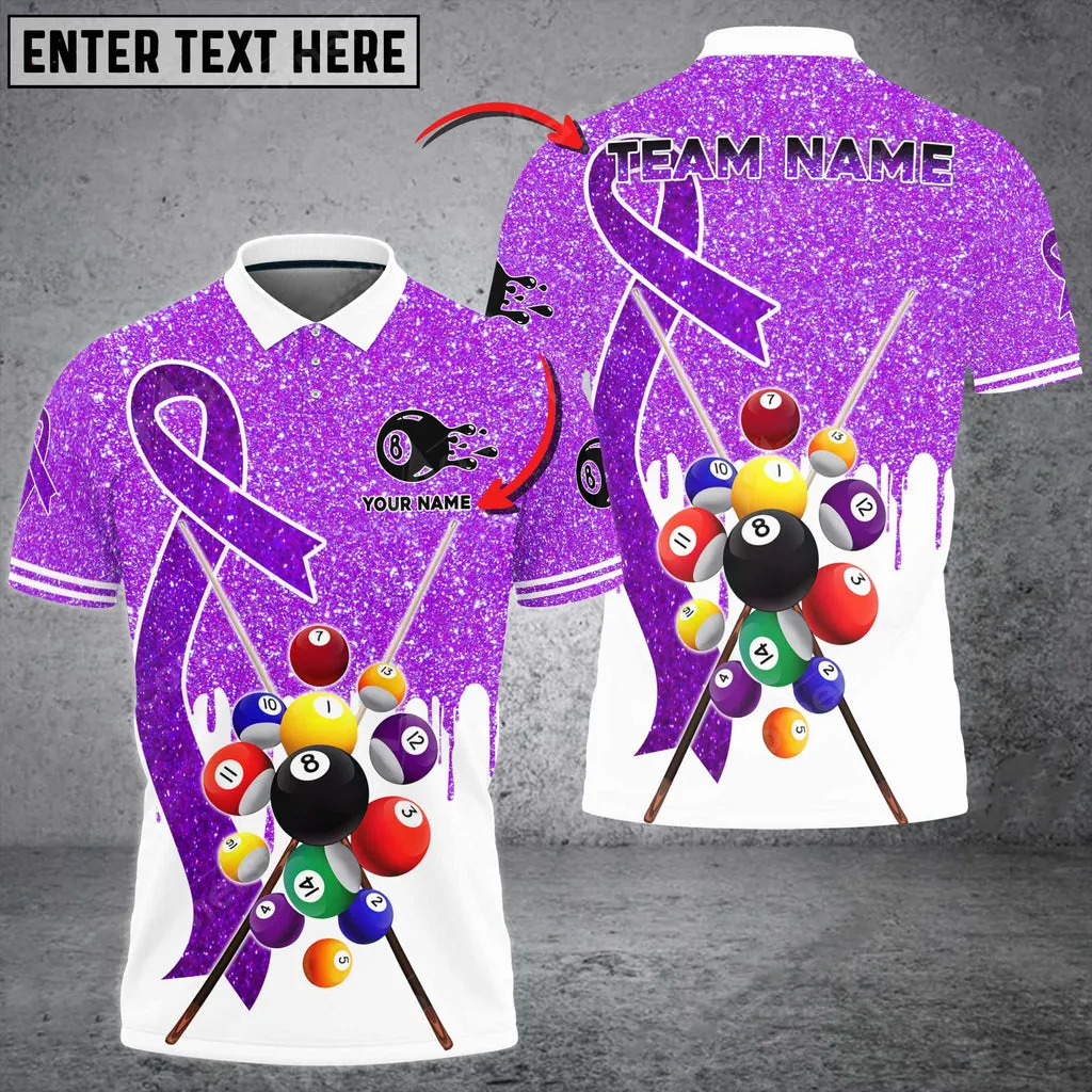 Billiard Awareness Edition Multicolor Option Customized Name 3D Polo Shirt, Perfect Gift for Women