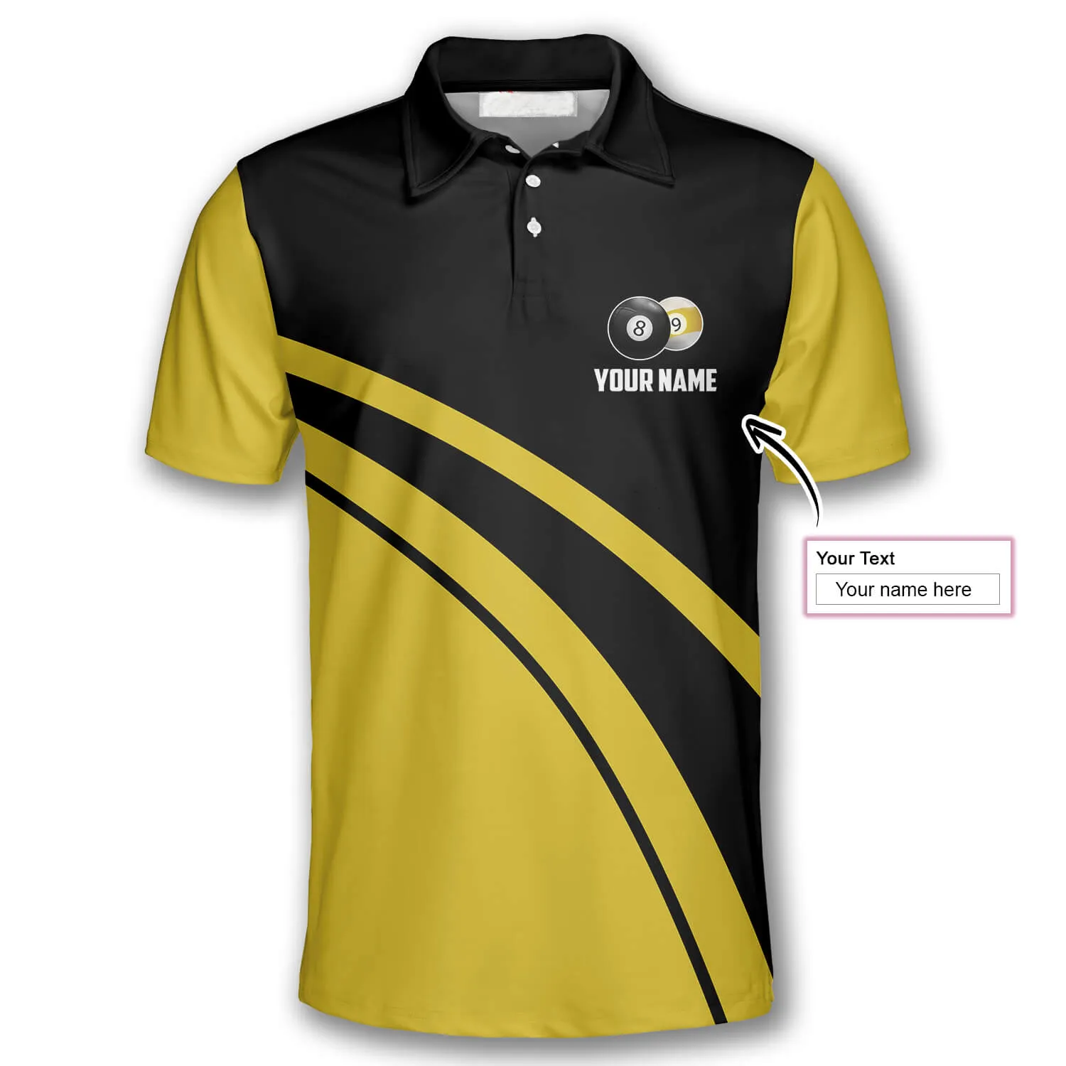 Billiard I'm Bipooler I Playing 8 and 9 Ball Yellow Black Custom Billiard Shirts for Men, Funny Billiard Shirt