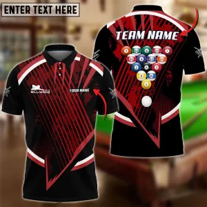 Billiards Grid Multicolor Option Sport Jersey Personalized Name, Team Name 3D Polo Shirt, Billiard Team Uniform