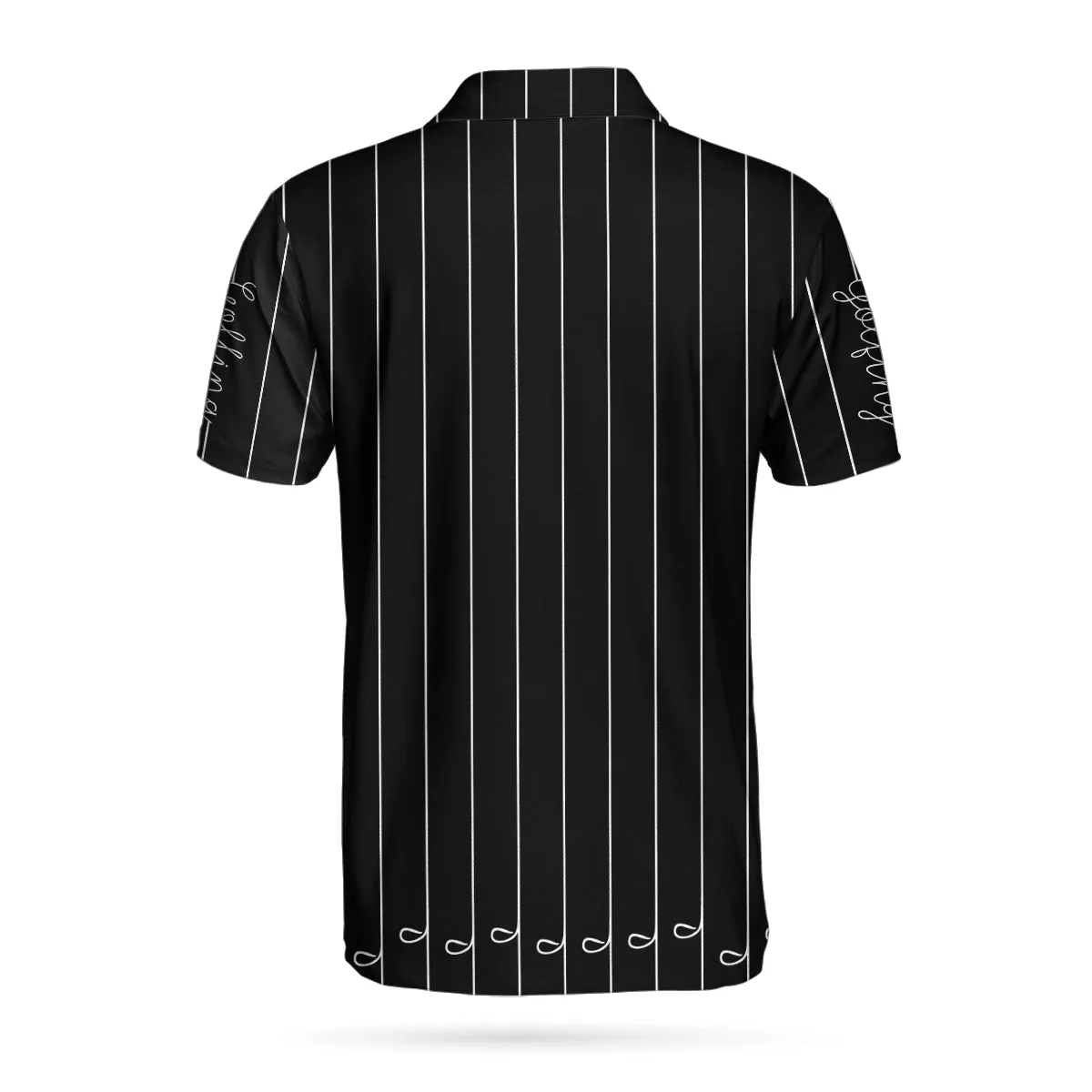 Black & White Single Line Continuous Golfer Shirt Polo Shirt, Vertical Lines Golfing Polo Shirt, Best Golf Shirt For Men Coolspod