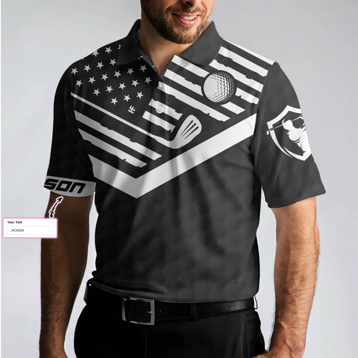 Born To Golf Forced To Work Custom Polo Shirt, Black Theme American Flag Polo Shirt, Best Golf Shirt For Men Coolspod