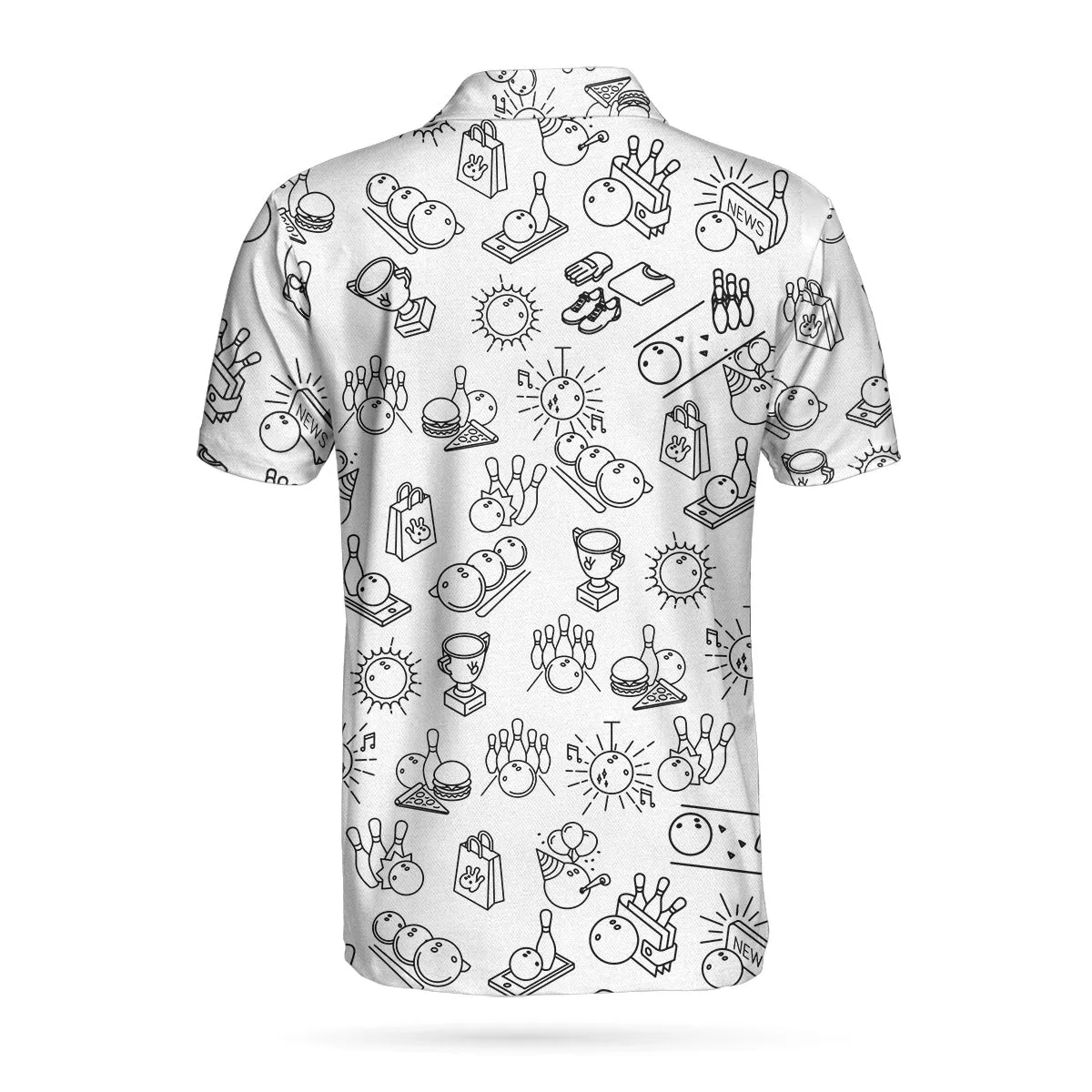 Bowling Icon Pattern Short Sleeve Polo Shirt, Clip Art Polo Shirt, Best Bowling Shirt For Men Coolspod