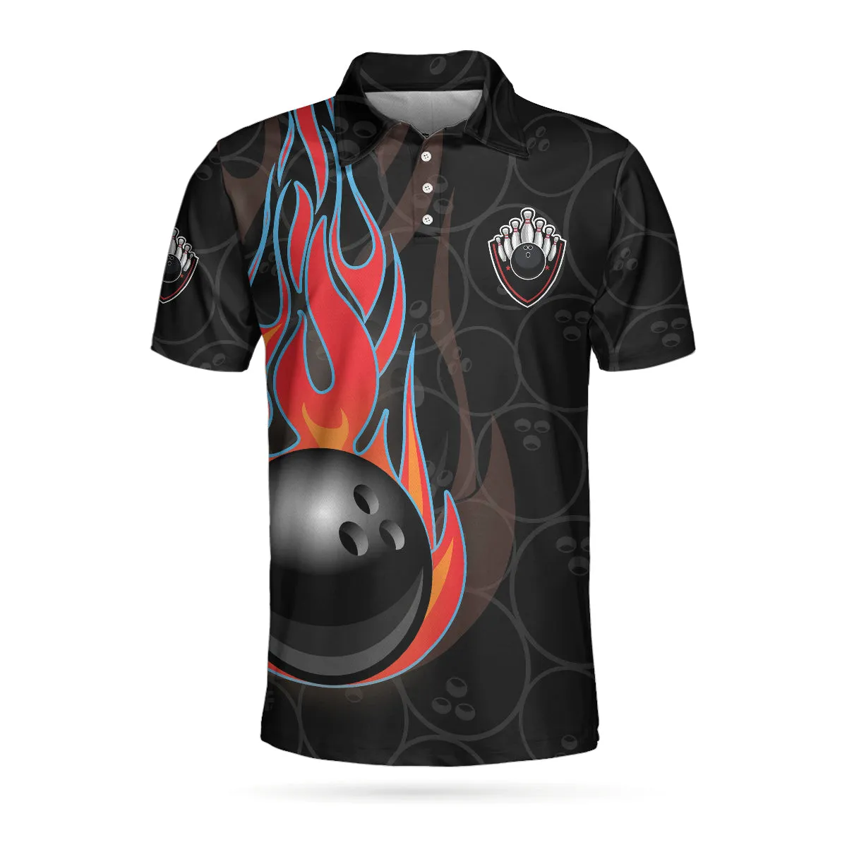 Bowling In Fire And Flag Short Sleeve Polo Shirt, Bowling Ball Polo Shirt, Best Bowling Shirt For Men Coolspod