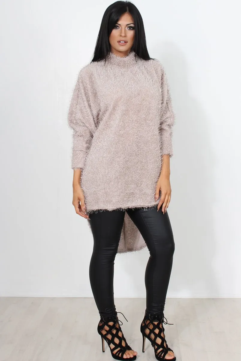 Carrie Grey Drooped Back Knitted Jumper