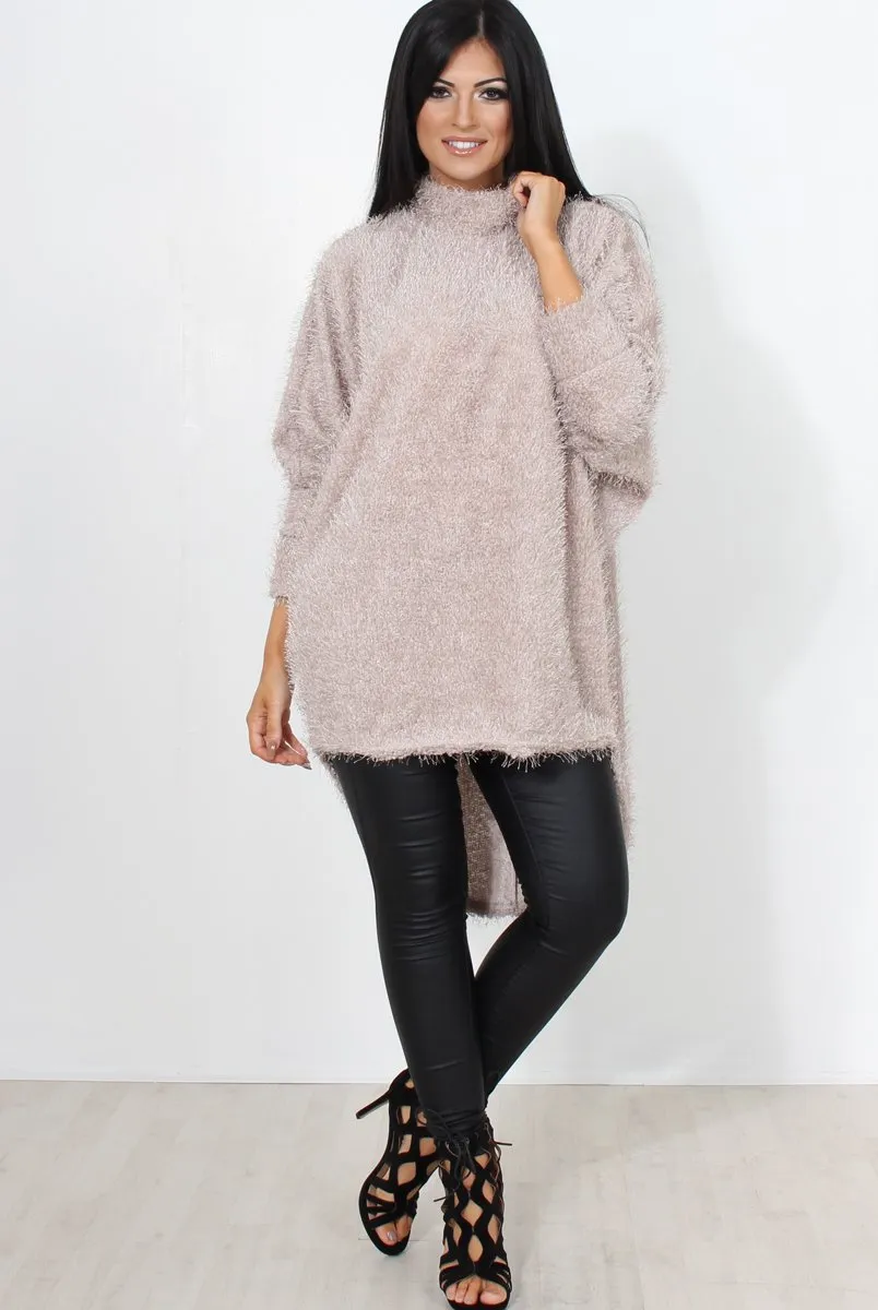 Carrie Grey Drooped Back Knitted Jumper