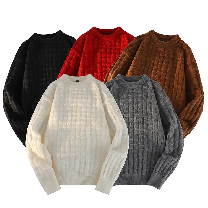 Casual Crew Neck Loose Fit Simplicity Knitted Sweater