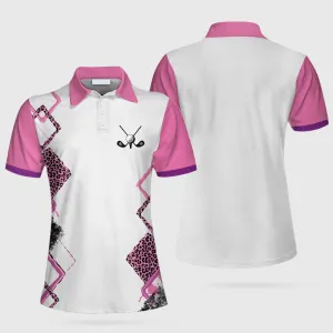 Classic Golf Lady White And Pink Golf Short Sleeve Women Polo Shirt, Golf Shirt For Girls