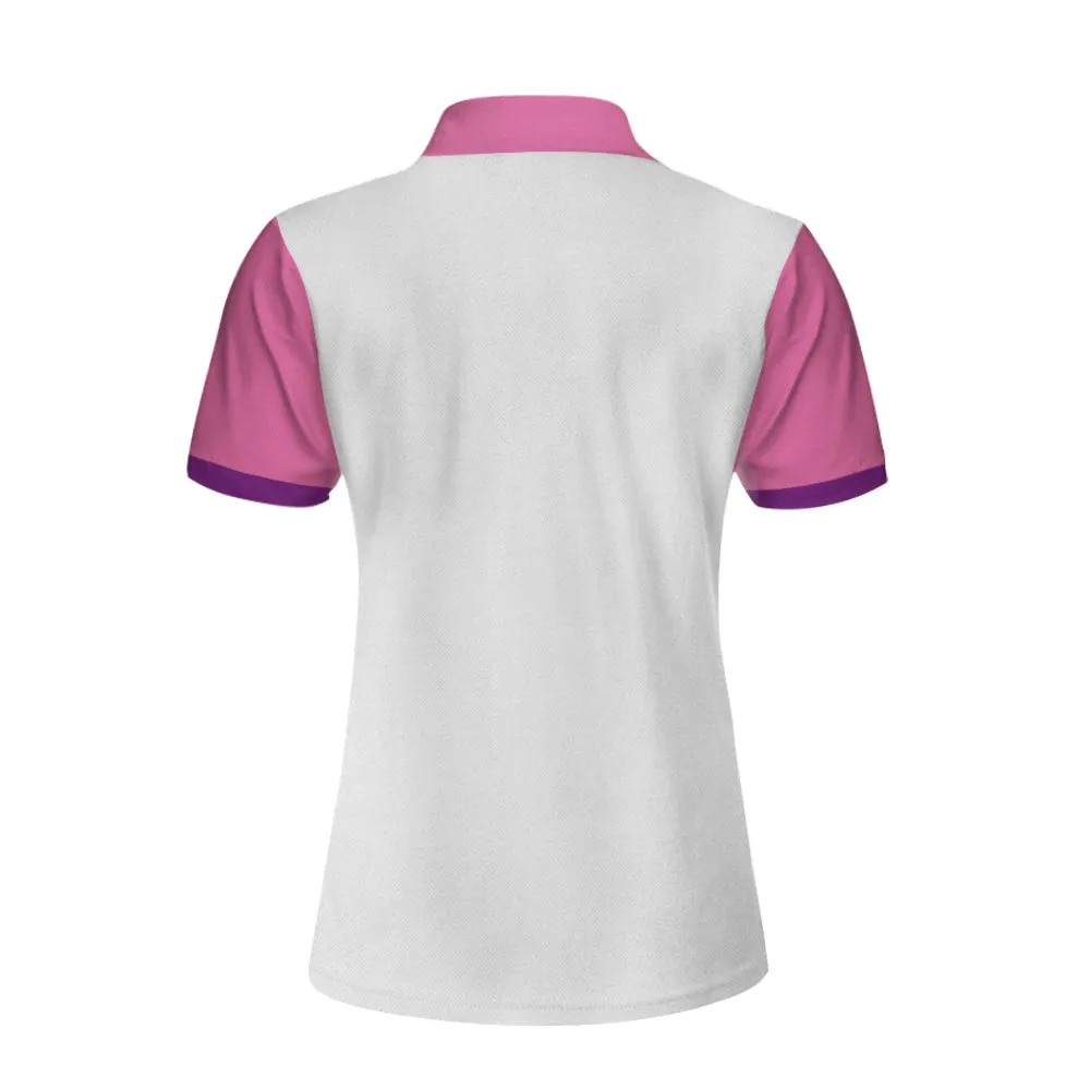 Classic Golf Lady White And Pink Golf Short Sleeve Women Polo Shirt, Golf Shirt For Girls