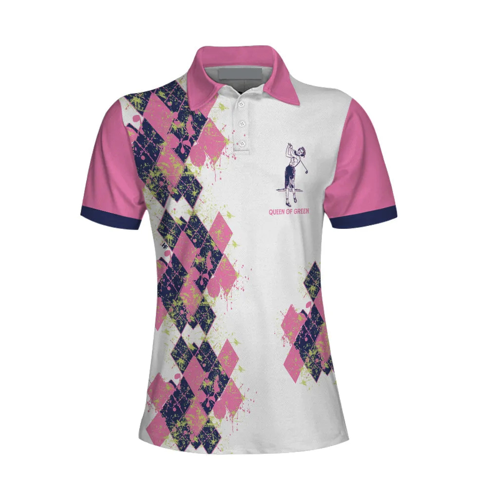 Cooking Is Like Golf Slice Chip And Put On Some Greens Women Polo Shirt, Argyle Pattern Funny Golf Polo Shirt For Ladies