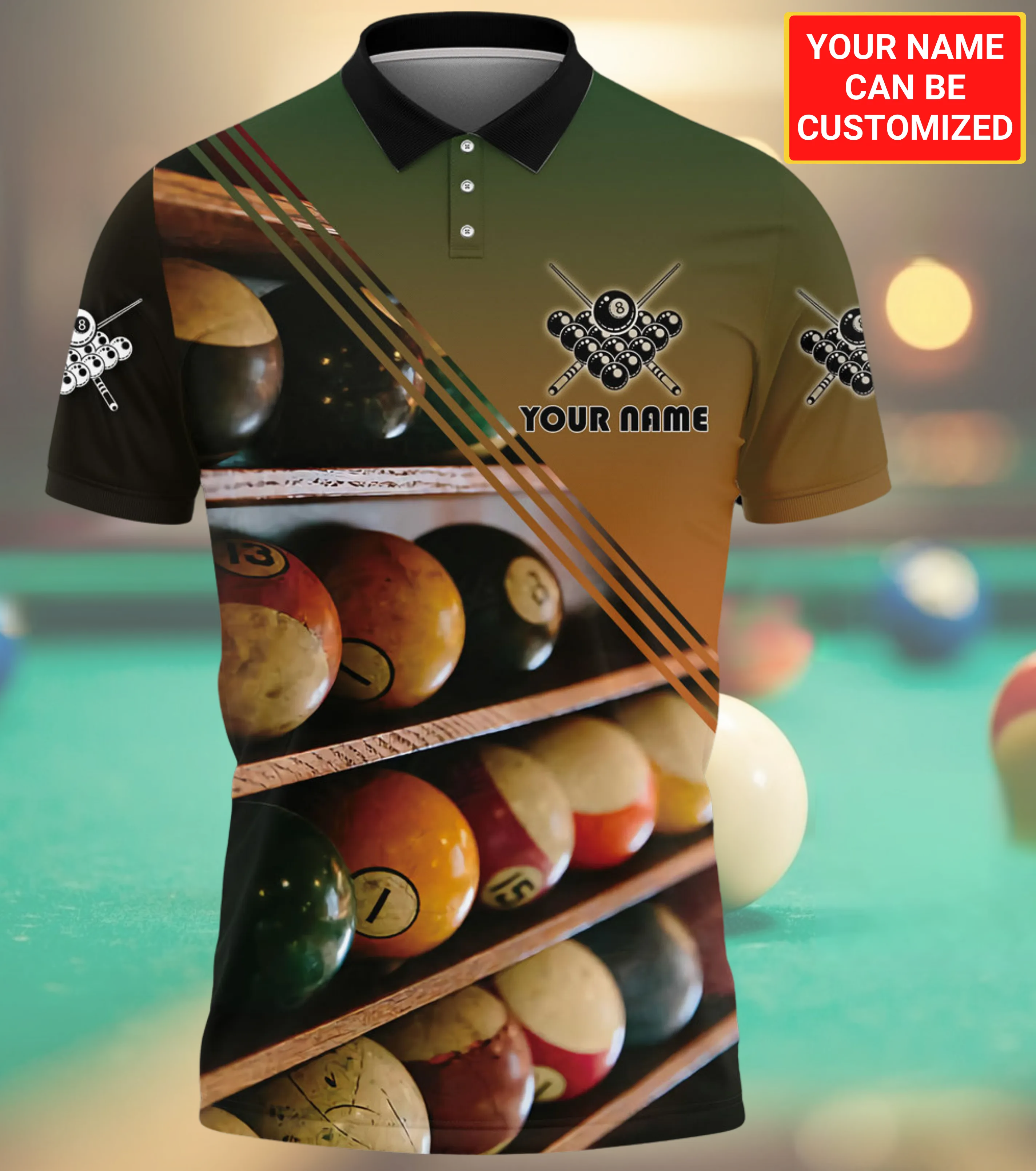 Coolspod Billiard Club Cue Ball Polo Shirt, Unisex Shirt for Men Women, Billiard 3D Shirt