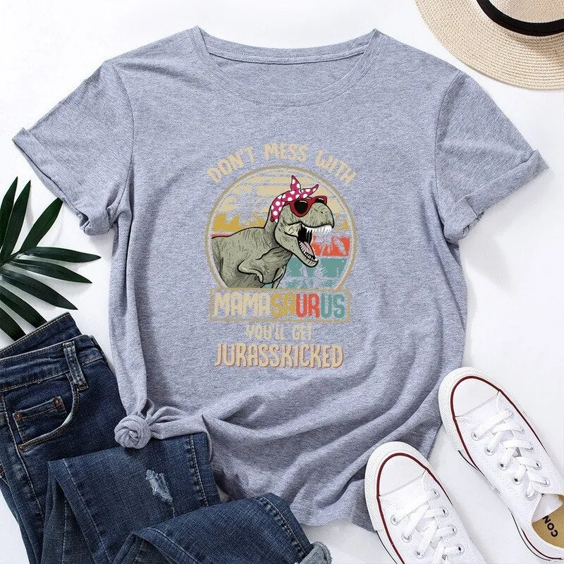 Dinosaur Graphic Letters Print Short Sleeve T Shirt