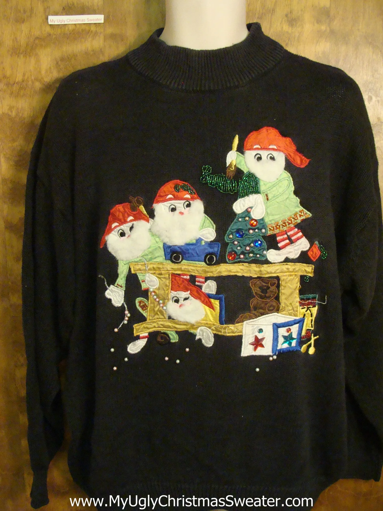 Elves Making Presents Tacky Xmas Party Sweater