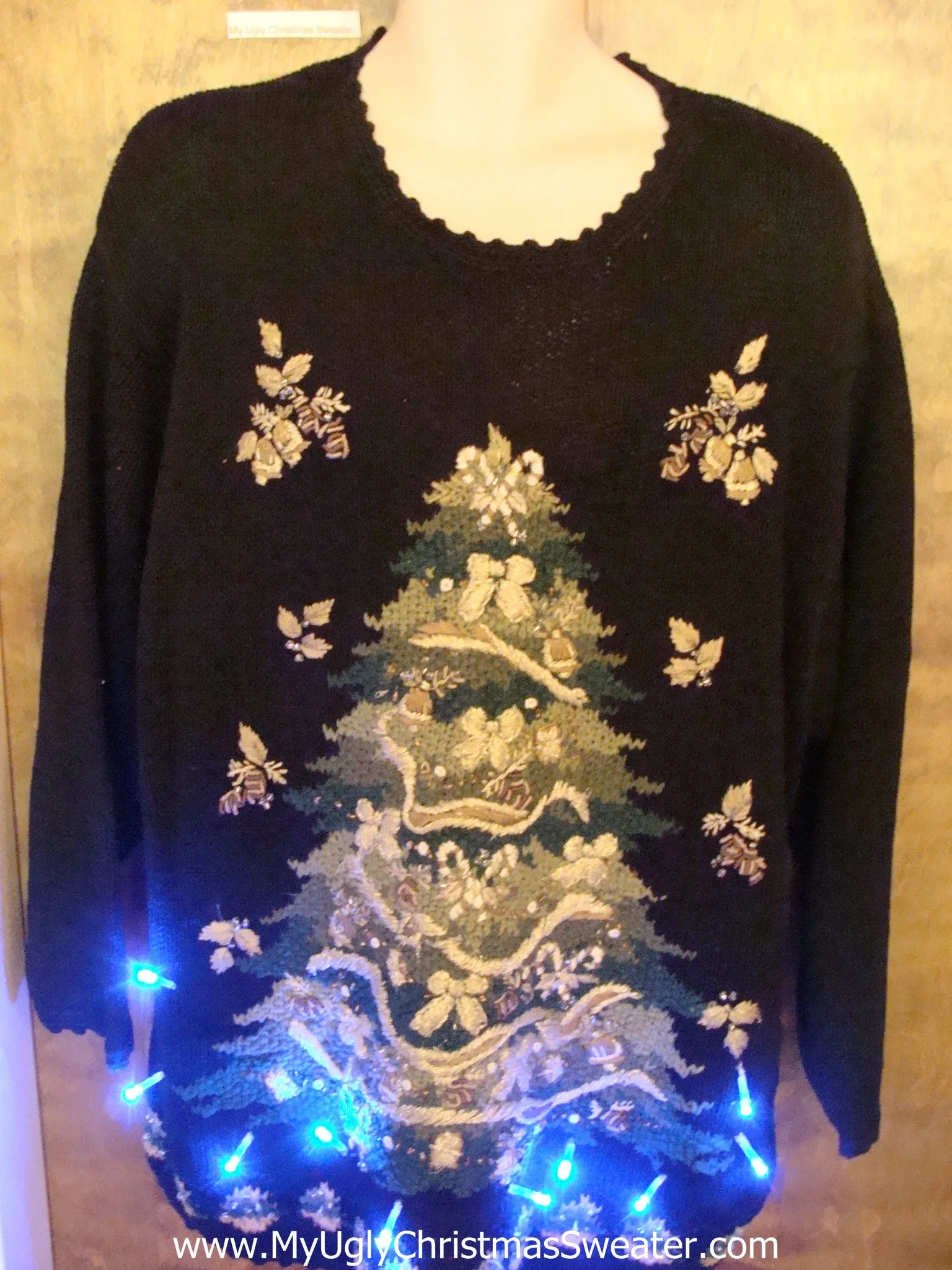 Festive 80s Tree Tacky Xmas Sweater with Lights