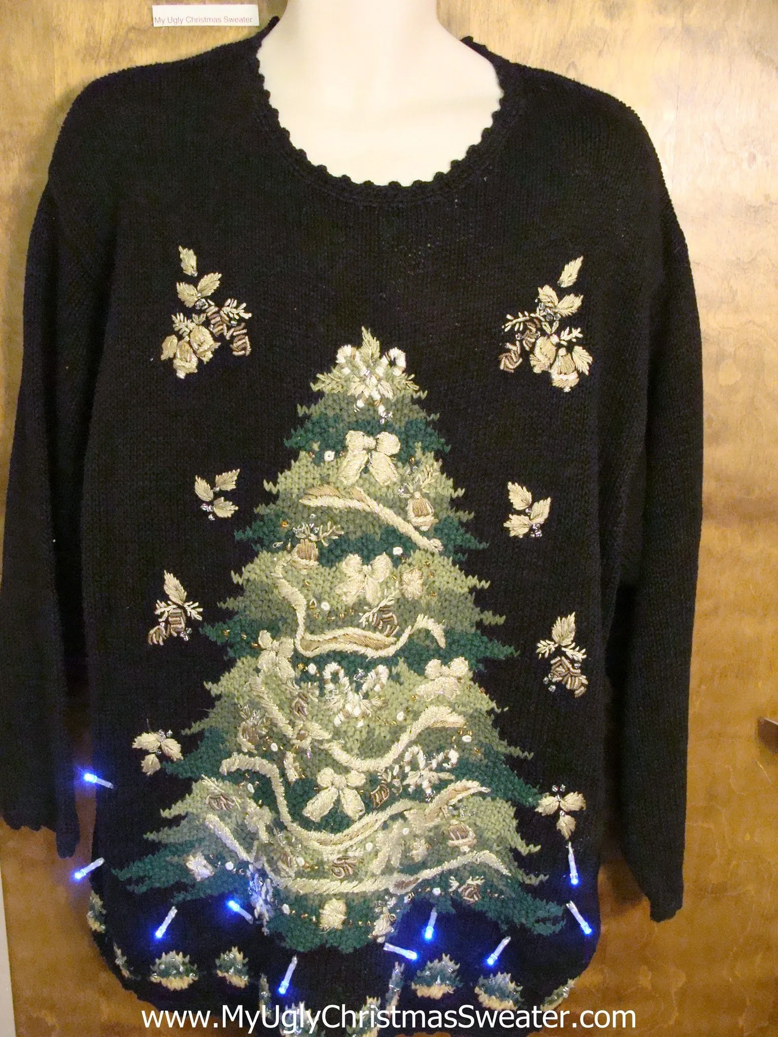 Festive 80s Tree Tacky Xmas Sweater with Lights