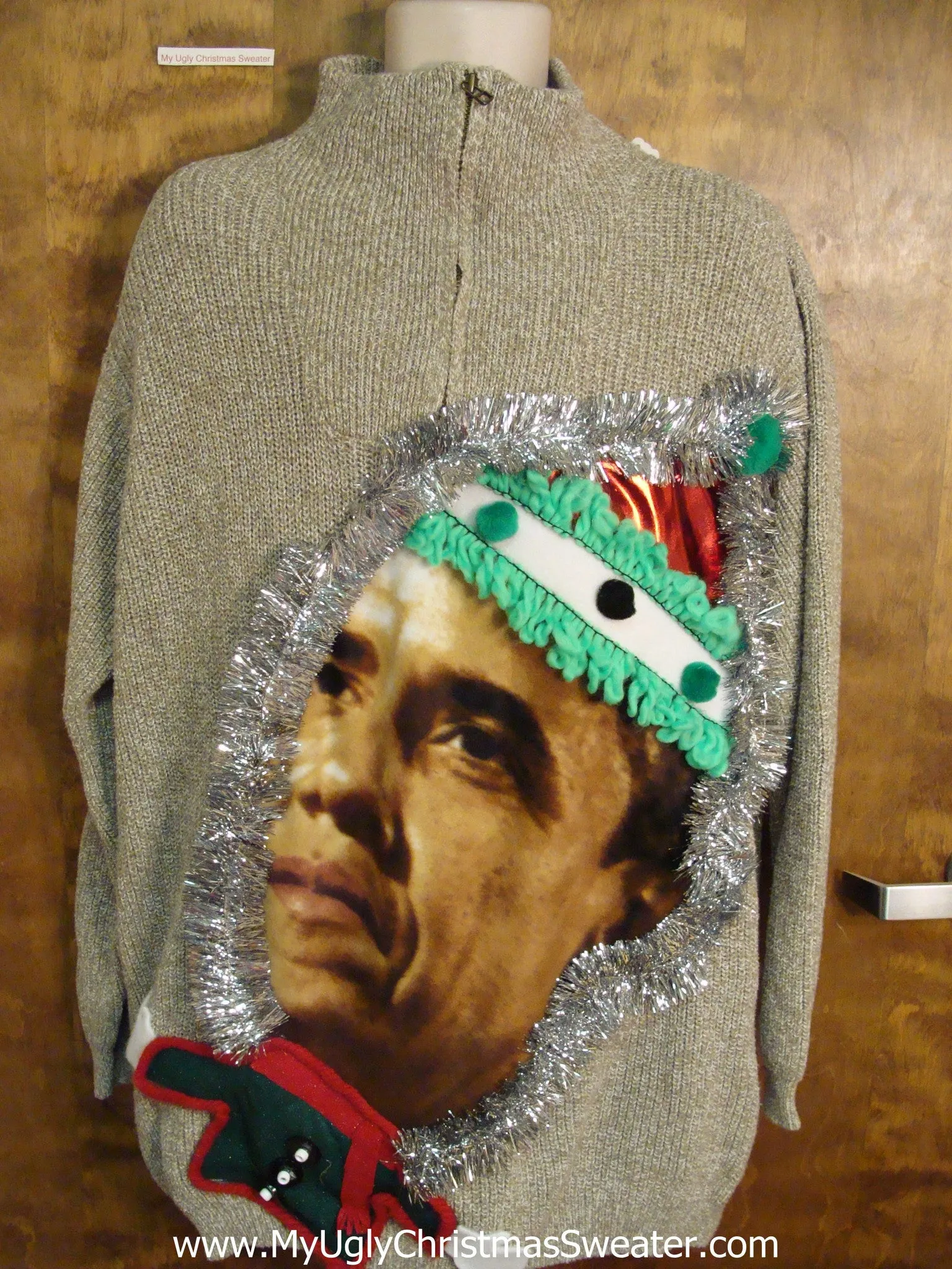 Fun Mens Festive Obama Ugly Christmas Sweater