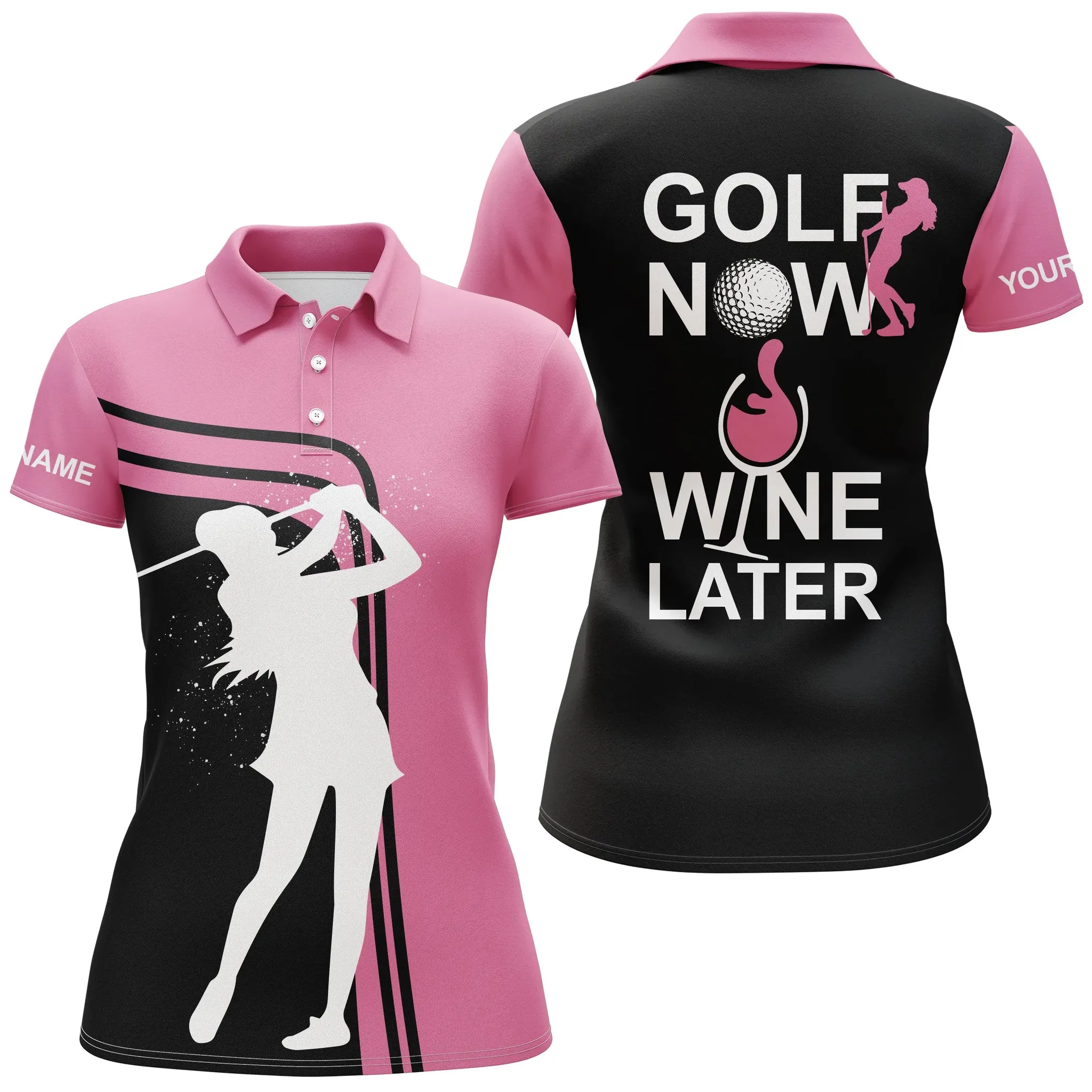 Funny Golf Shirts For Women Custom Name Womens Golf Polo Shirt Golf Now Wine Later Women Golf Top