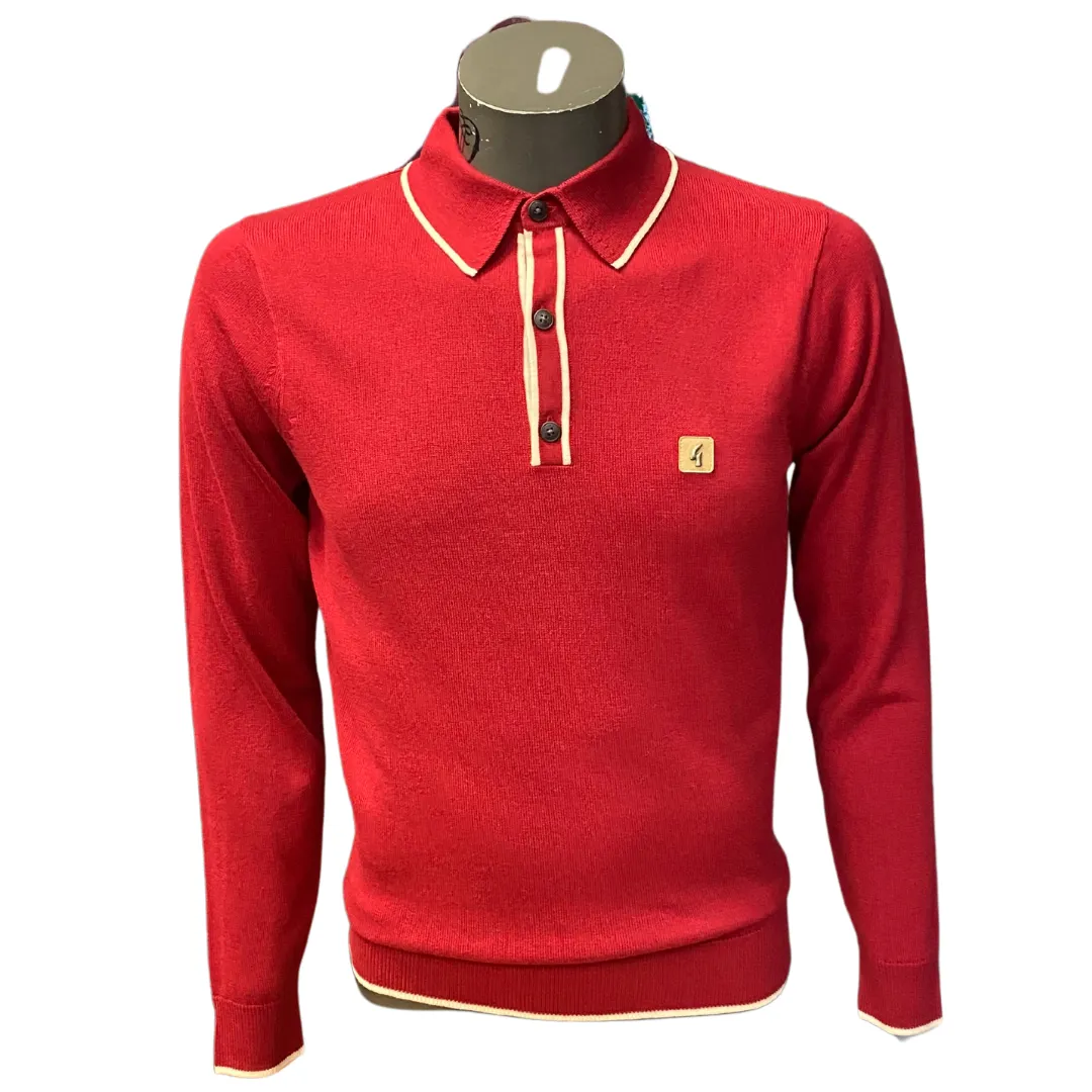 Gabicci Red Lineker Long Sleeve tipped Polo.