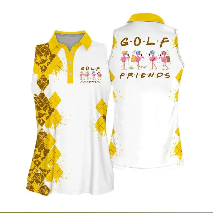 Golf Friends Nice Shot Team Muticolor Sleeveless Women Polo Shirt For Ladies, Golf Shirt