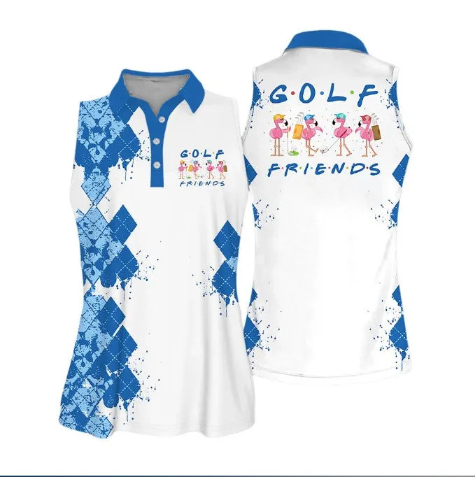 Golf Friends Nice Shot Team Muticolor Sleeveless Women Polo Shirt For Ladies, Golf Shirt