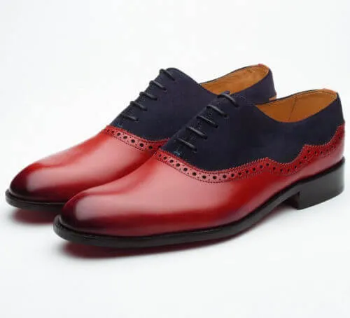 Handmade Oxford Leather Two Tone Shoes, Office Business Formal Shoes Dress Shoes