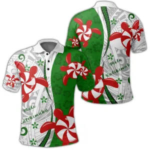 Hawaii Christmas Polynesian Polo Shirt - Turtle Candy Polo Shirt Men Women