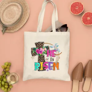 He Is Risen Canvas Tote Bags - Christian Tote Bags - Printed Canvas Tote Bags - Cute Tote Bags - Religious Tote Bags - Gift For Christian - Ciaocustom