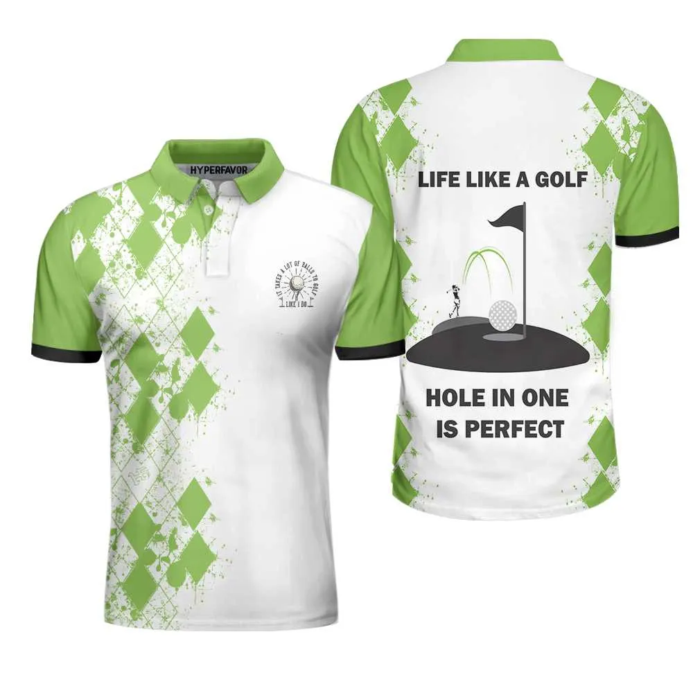 Hole In One Is Perfect Polo Shirt, White And Green Golf Shirt For Men Coolspod