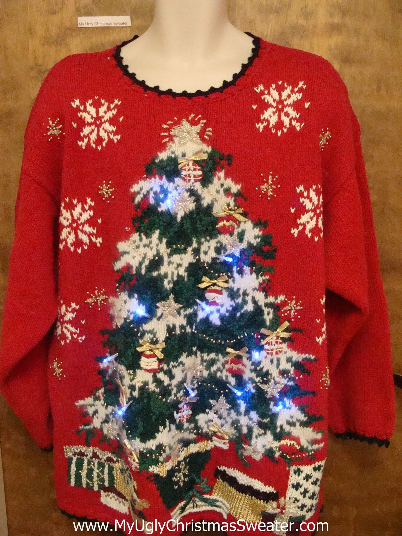 Horrible Crazy Tree Light Up Ugly Xmas Sweater