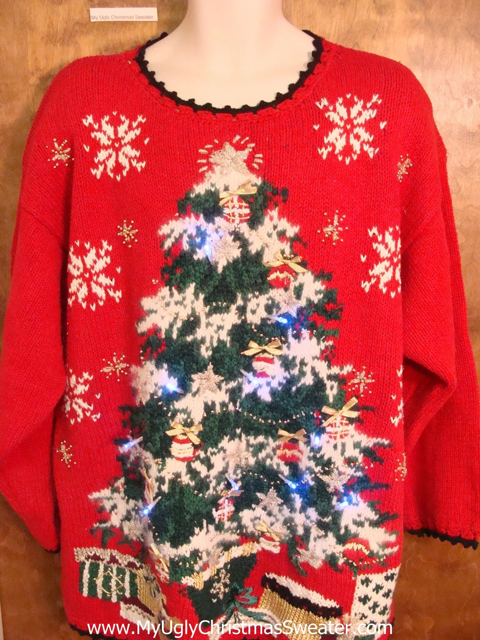 Horrible Crazy Tree Light Up Ugly Xmas Sweater