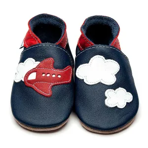 Inch Blue Aeroplane Clouds Navy Baby Shoes