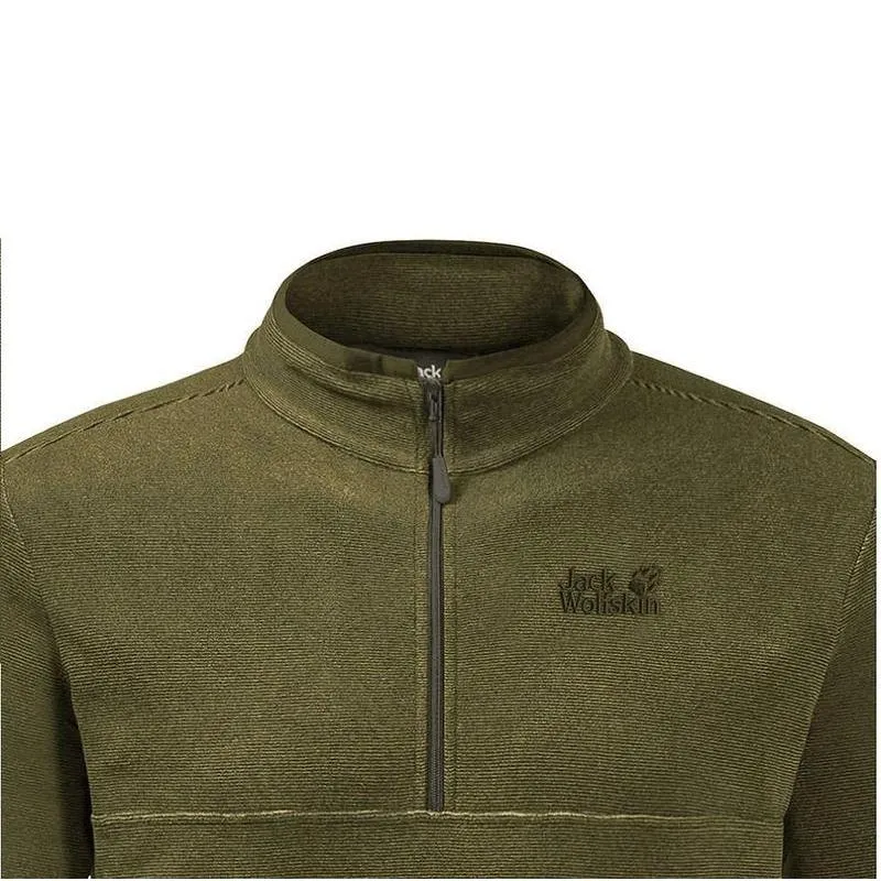 Jack Wolfskin Arco Men's 1/4 Zip Fleece - Light Moss Stripes