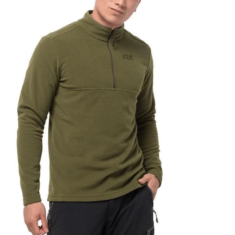 Jack Wolfskin Arco Men's 1/4 Zip Fleece - Light Moss Stripes