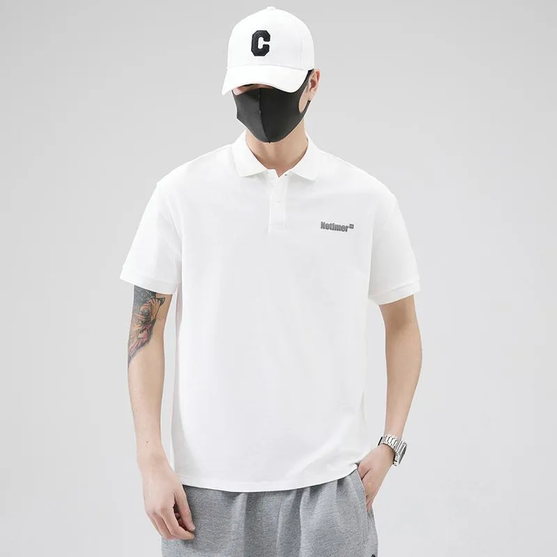 Lapel Pure Cotton Simplicity Chic Short Sleeve Polo Shirt