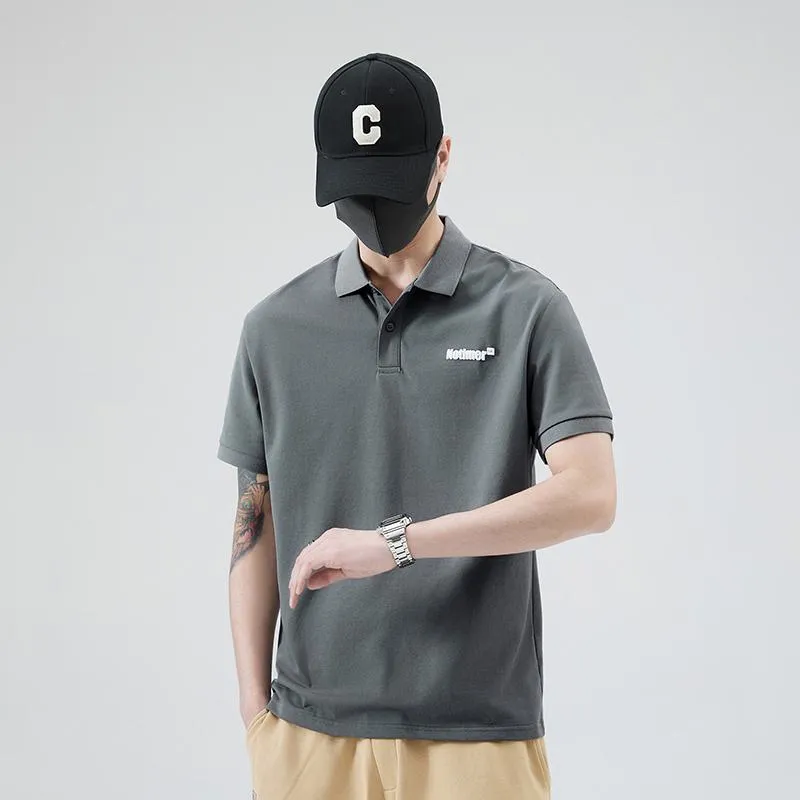 Lapel Pure Cotton Simplicity Chic Short Sleeve Polo Shirt