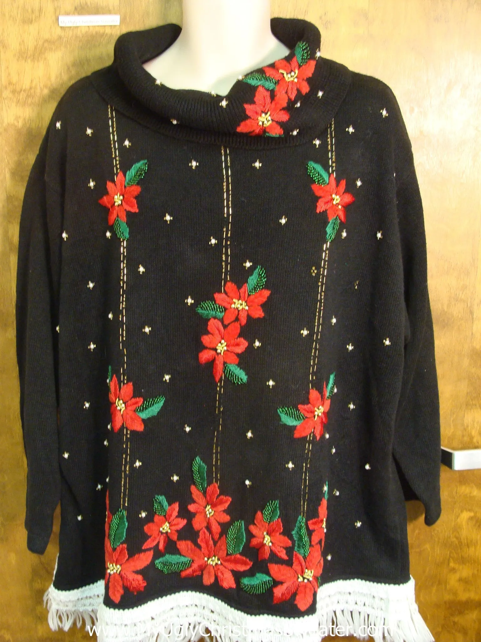 Large Poinsettias Tacky Xmas Sweater