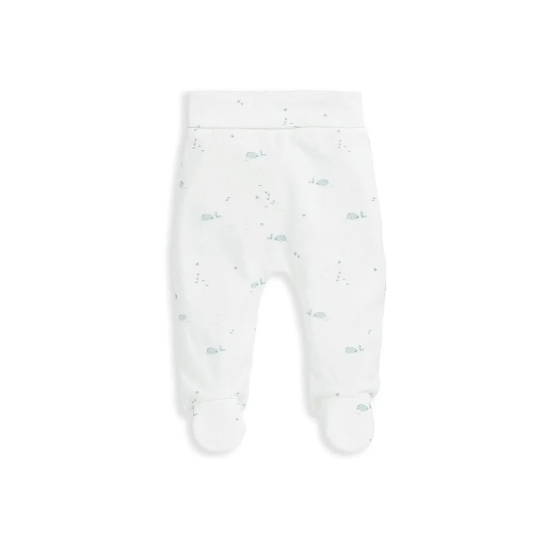 Mamas and Papas White Bodysuit, Whale Printed Pants & Beanie -3 Piece Set