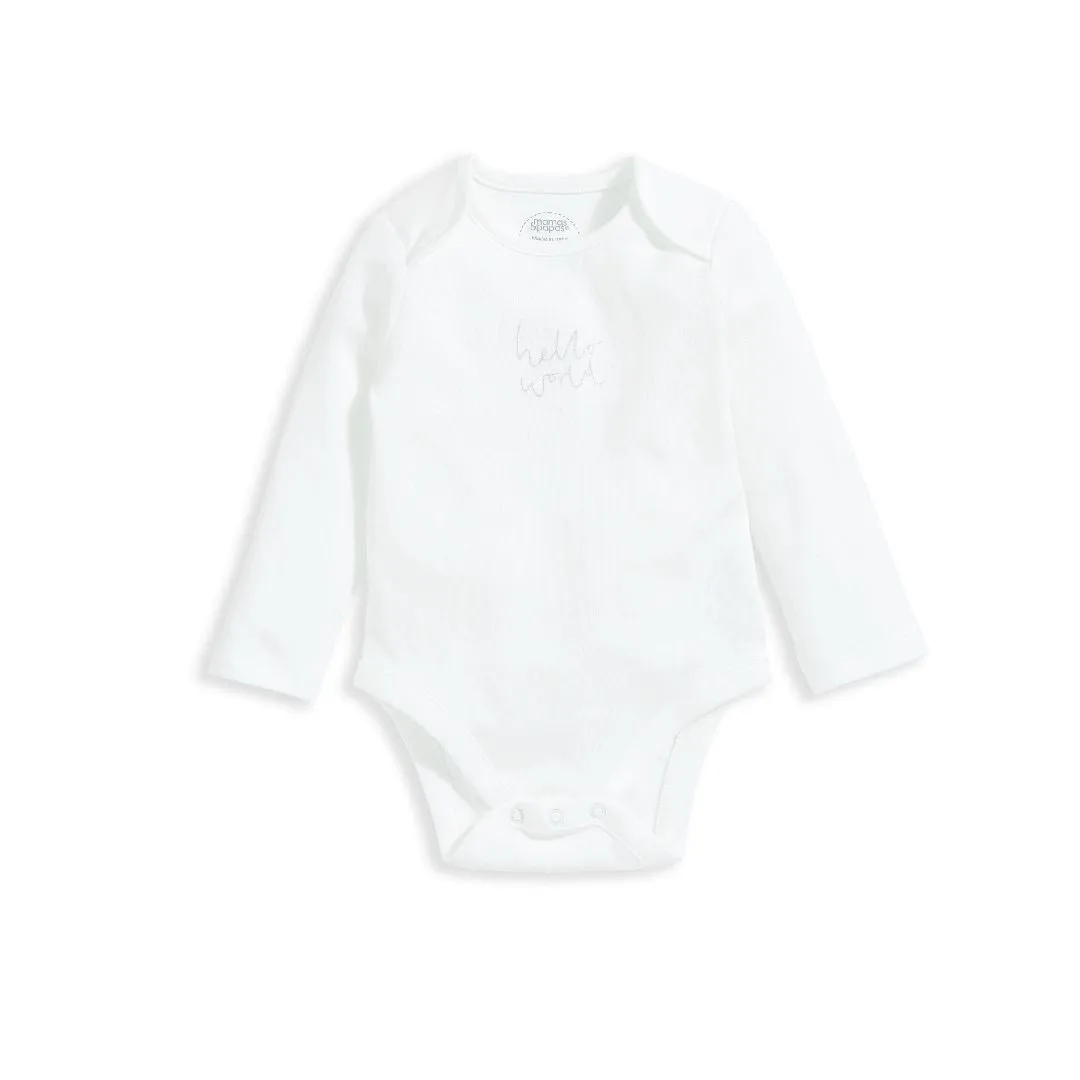 Mamas and Papas White Bodysuit, Whale Printed Pants & Beanie -3 Piece Set