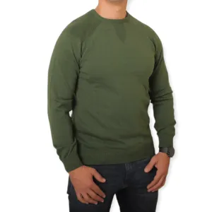 Men Basic Cotton Pullover - Oil Green