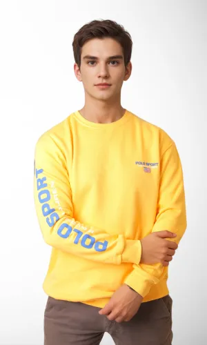 Men Round Sweater-Side Logo (Yellow)