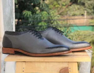 Men's Gray whole Cut Leather Shoe