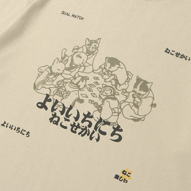 Men's Japanese Kanji Animals Print T-Shirt