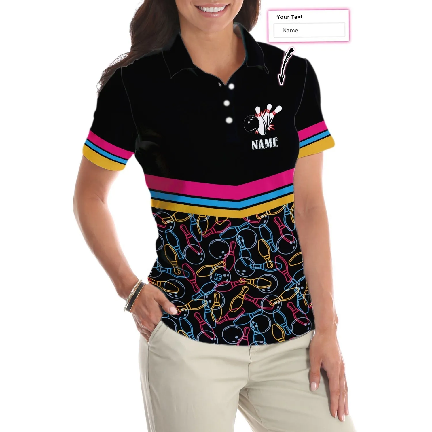 Personalized Bowling Girls Custom Short Sleeve Women Polo Shirt, Best Women Bowling Polo Shirt, Personalized Gift For Female Bowlers Coolspod